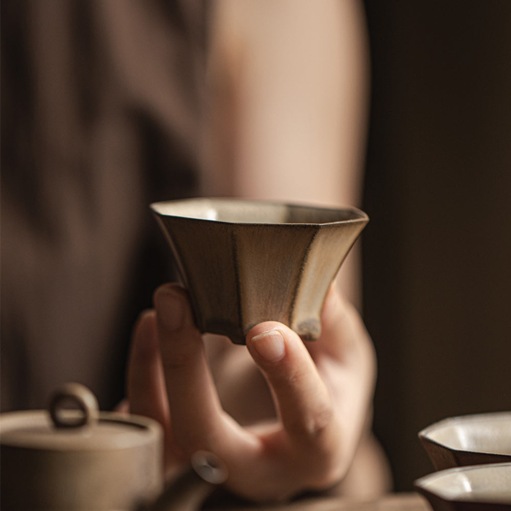 Wabi-sabi Stoneware Octagon Tea Cup