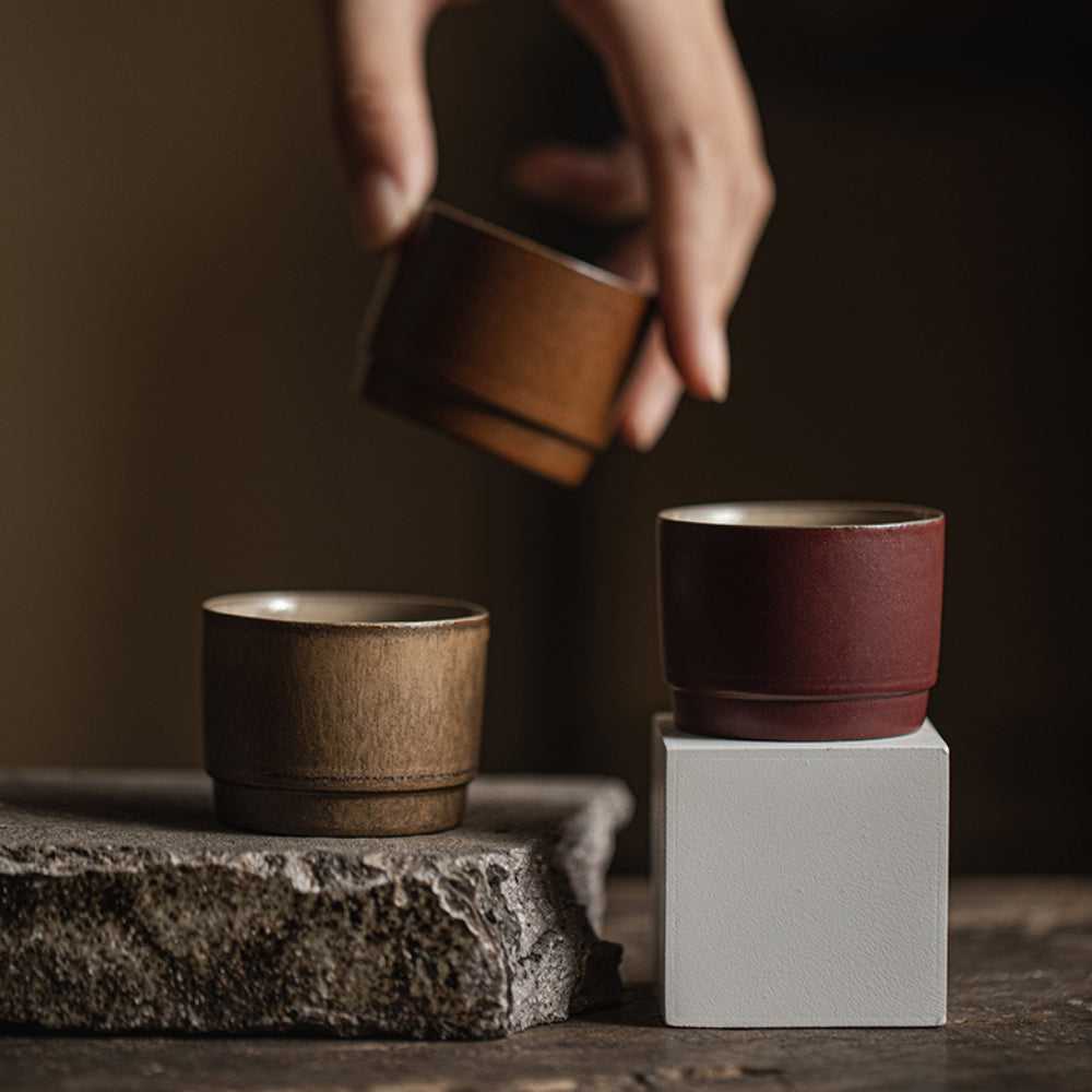 Wabi-sabi Stoneware Cylinder Tea Cup