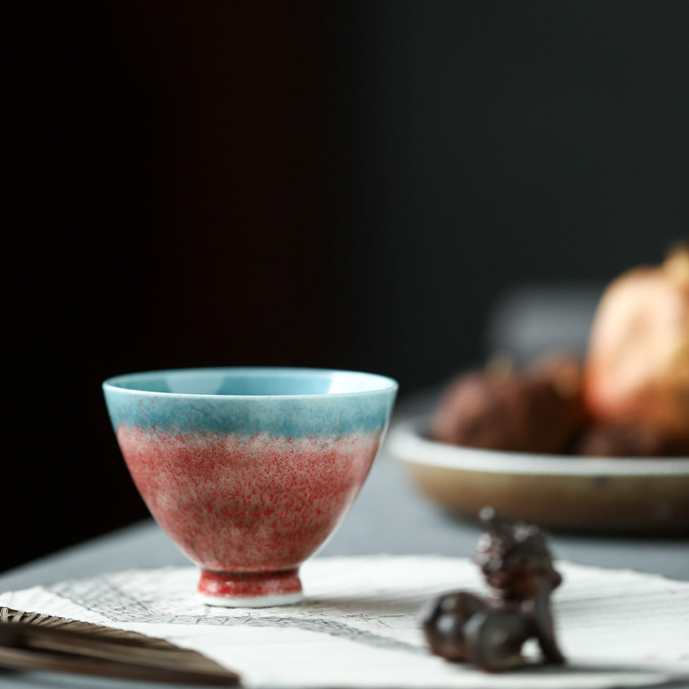 Red and Blue Kiln-Shifted Master Tea Cup