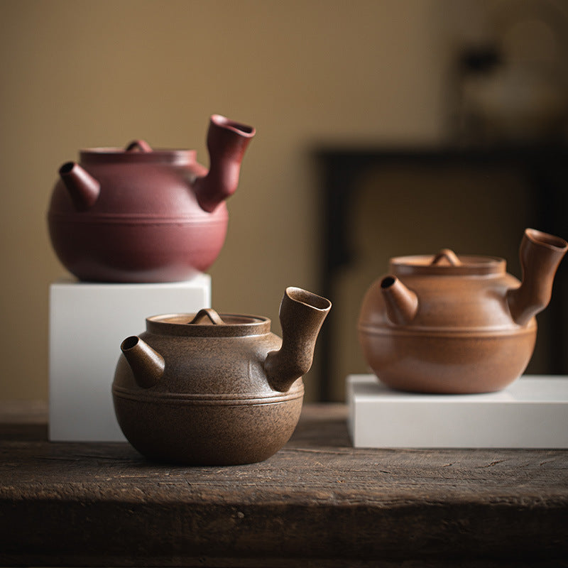 Wabi-sabi Stoneware Side-Handle Tea Pot